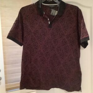 Ted Baker London Men's Burgundy Patterned Polo Shirt